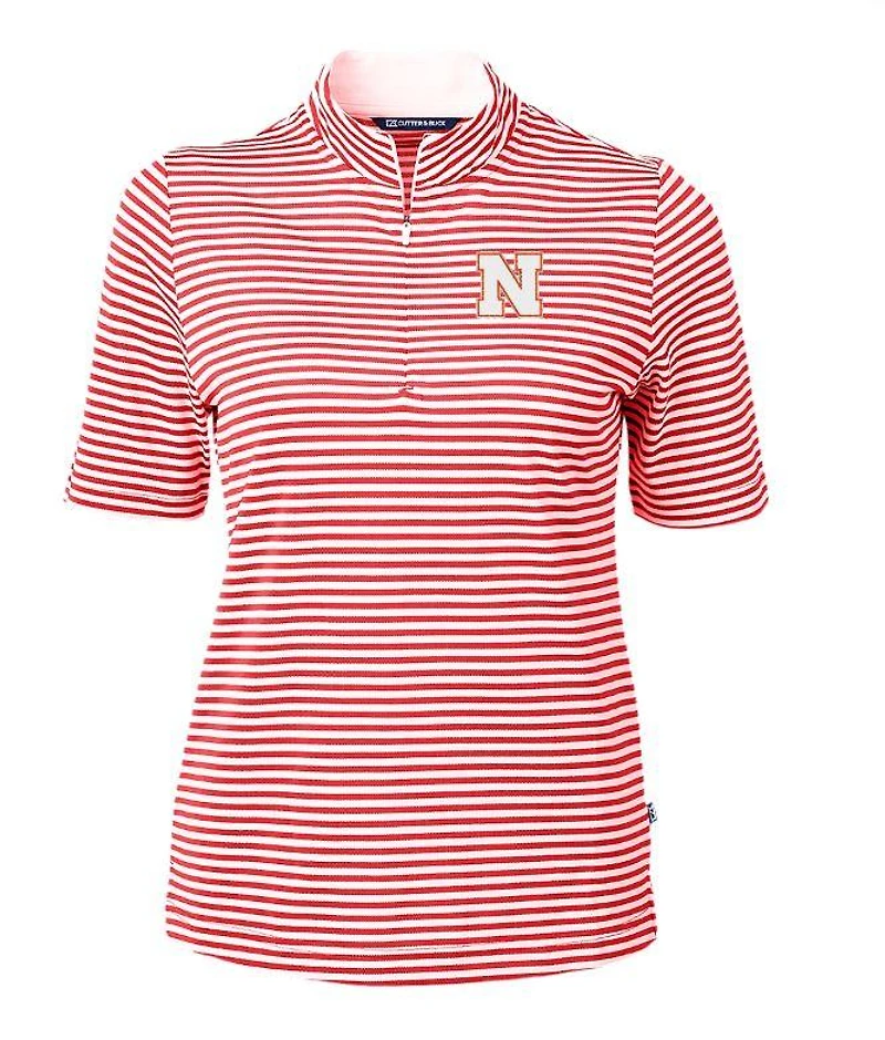 Nebraska Cutter & Buck Women's Eco Pique Stripe Top