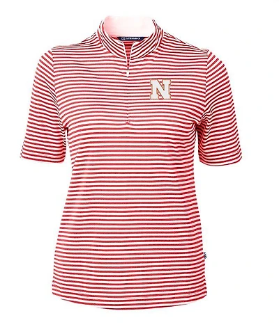 Nebraska Cutter & Buck Women's Eco Pique Stripe Top