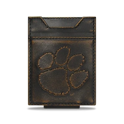 Clemson Zep-Pro Burnished Leather Money Clip Wallet