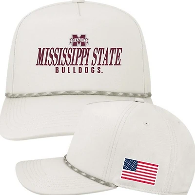 Mississippi State Legacy American Flag Caddy Rope Script Snapback Cap