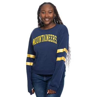 West Virginia Zoozatz Women's Glitter Sleeve Crew