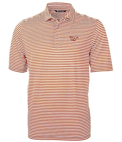 Virginia Tech Cutter & Buck Big Tall Eco Pique Stripe Polo