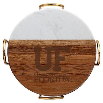 Florida Marble and Acacia Wood Coaster Set