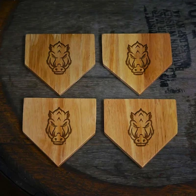 Arkansas 4-Pack Home Plate Wood Coasters
