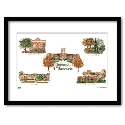Tennessee Collage Matted Watercolor Framed Wall Art