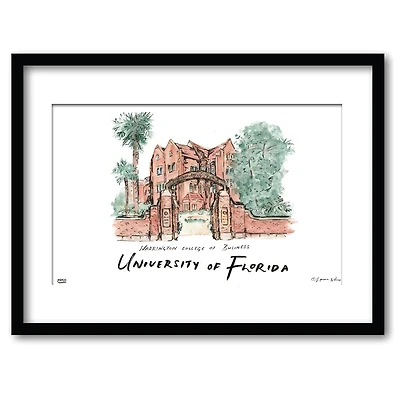 Florida Warrington College of Business Matted Watercolor Framed Wall Art