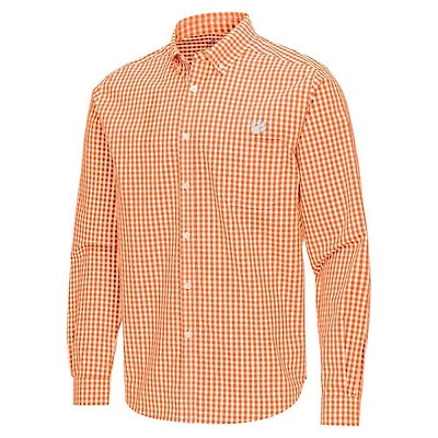 Clemson Antigua Ellis Gingham Woven Shirt