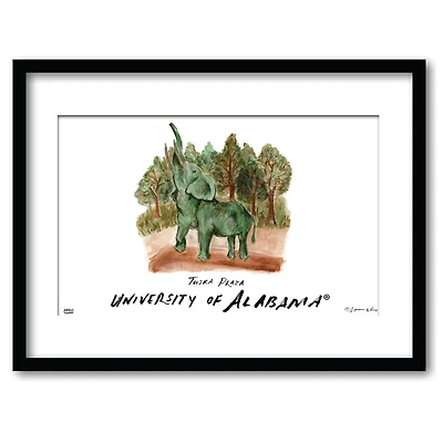 Alabama Tuska Plaza Matted Watercolor Framed Wall Art