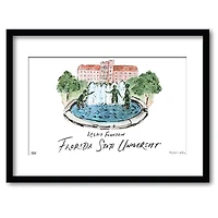 Florida State Legacy Fountain Matted Watercolor Framed Wall Art