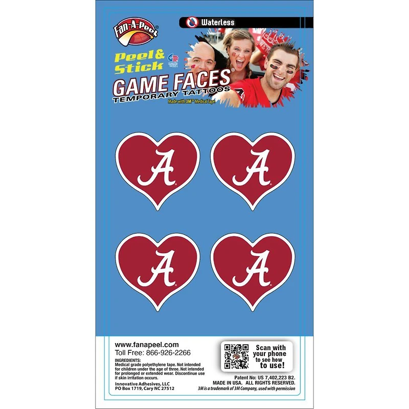 Alabama Heart Waterless Face Tattoos
