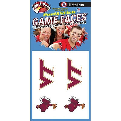 Virginia Tech Hokiebird Waterless Face Tattoos