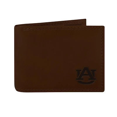 Auburn Zep-Pro Brown Leather Embossed Bifold Wallet