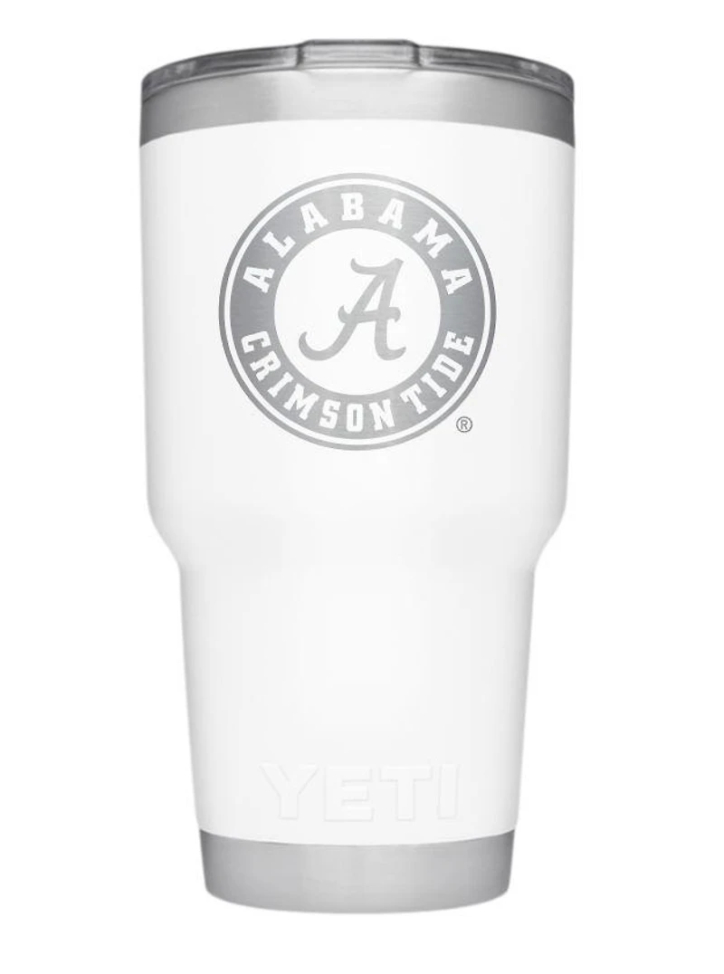 Alabama Yeti 30 Oz White Powder Coated Rambler