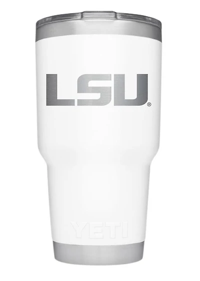 LSU Yeti 30 Oz White Powder Coated Rambler