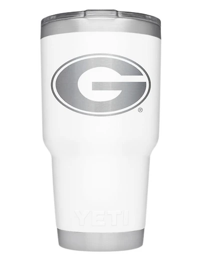 Georgia Yeti 30 Oz White Powder Coated Rambler