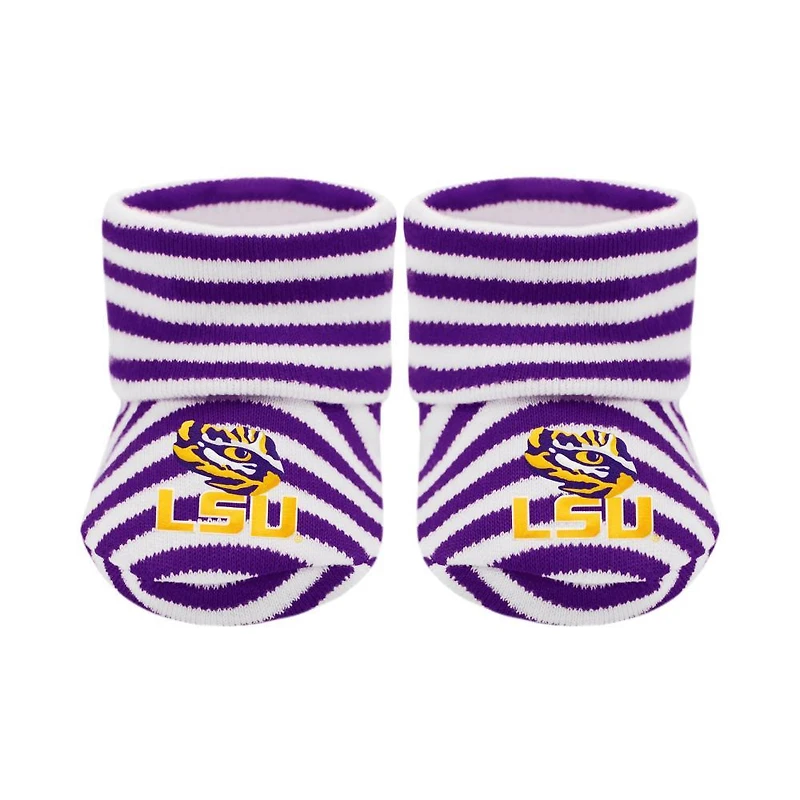 LSU Infant Striped Booties