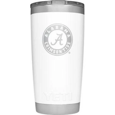 Alabama Yeti 20 Oz White Powder Coated Rambler