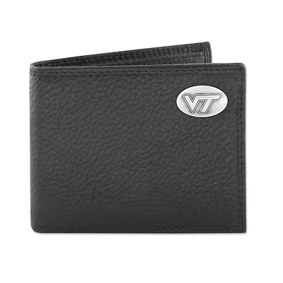 Virginia Tech Zep-Pro Black Leather Concho Bifold Wallet