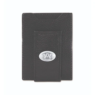 Auburn Zep-Pro Black Leather Concho Front Pocket Wallet