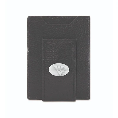 West Virginia Zep-Pro Black Leather Concho Front Pocket Wallet