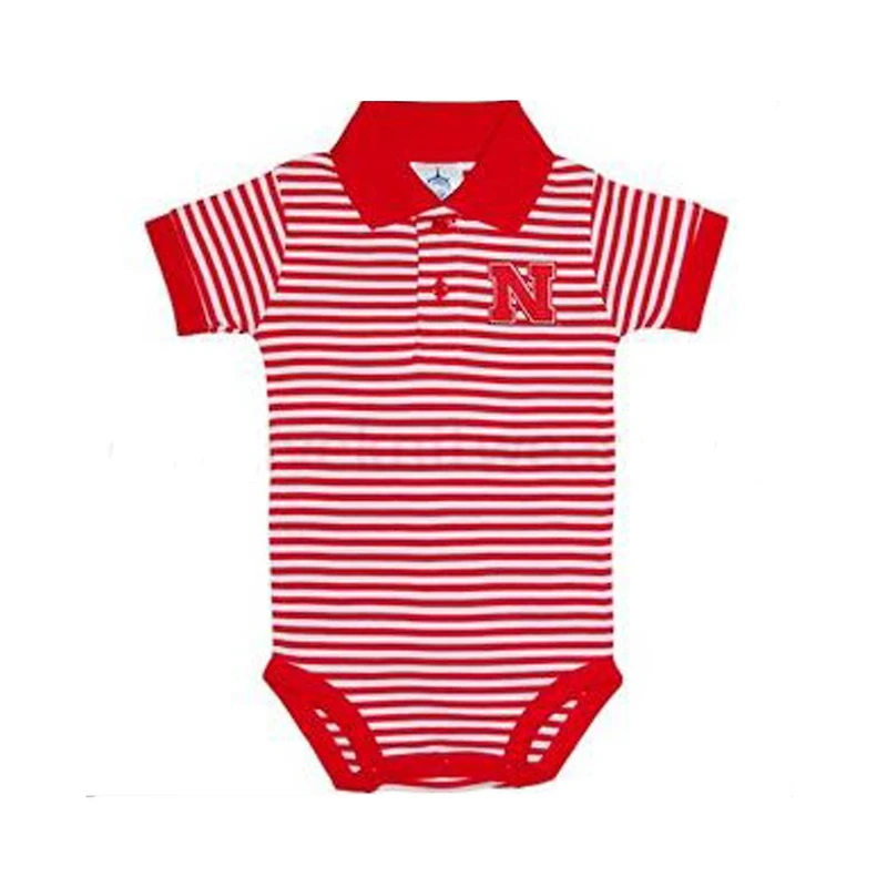 Nebraska Infant Striped Polo Bodysuit