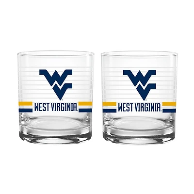 West Virginia 14 Oz Rings Rocks Glass