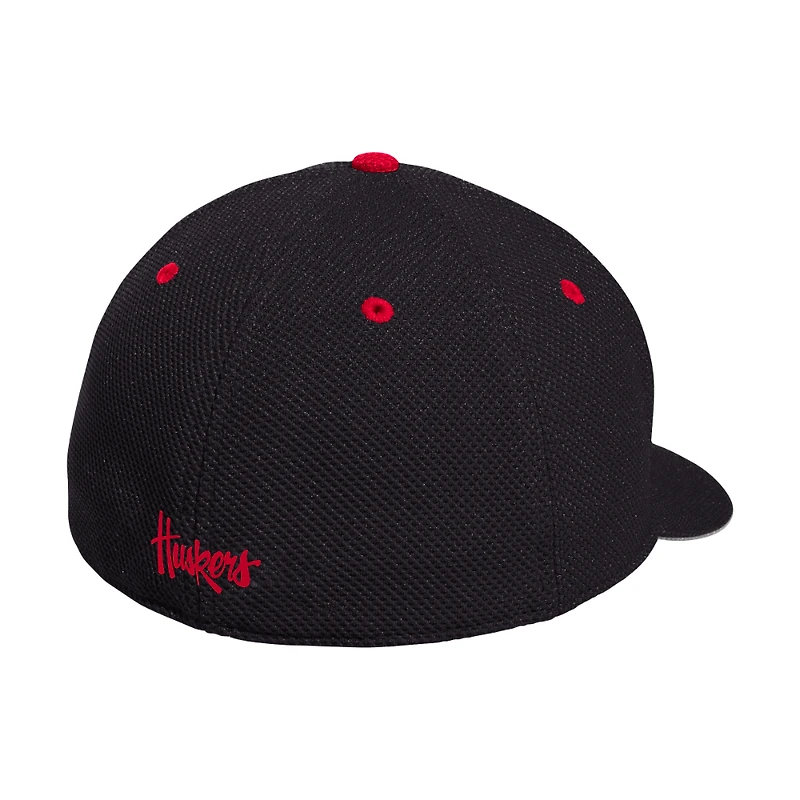 Nebraska Adidas Fitted Mesh Hat