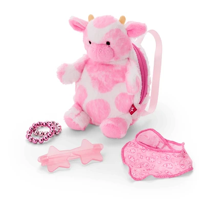 Pink Spotted Cow Backpack & Accessory Set for 18-inch Dolls