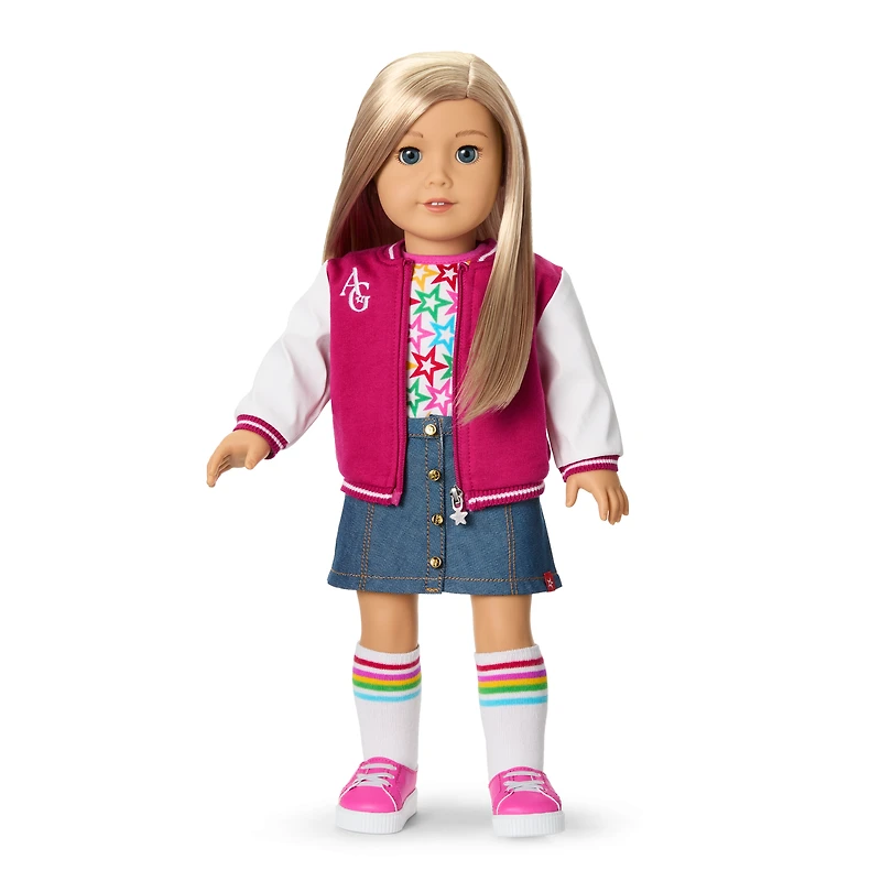 Truly Me™ 18-inch Doll #100 with straight layered blonde hair