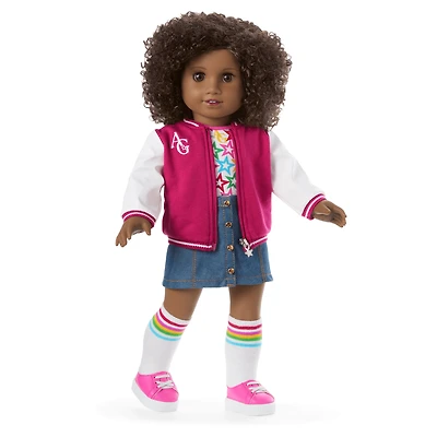 Truly Me™ 18-inch Doll #112 with curly dark-brown hair