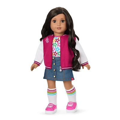 Truly Me™ 18-inch Doll #108 with curly black-brown hair