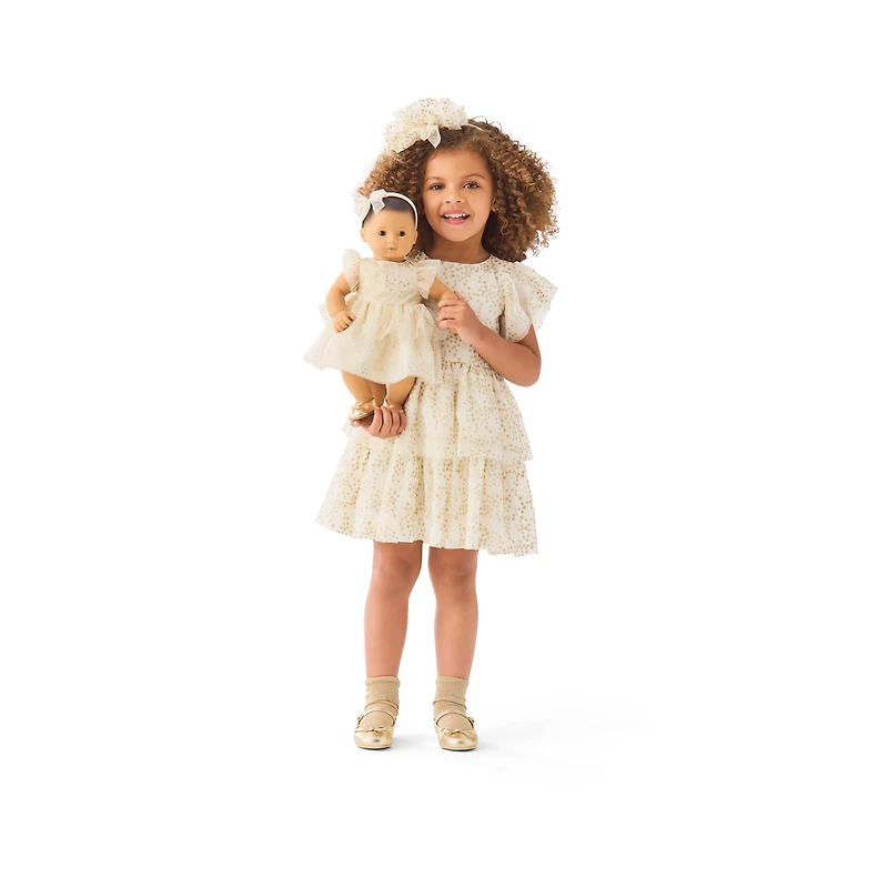 American Girl® x Janie and Jack Sparkly Cream Celebration Dress for Little Girls & Bitty Baby® Dolls