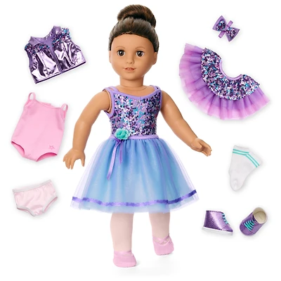 Truly Me™ #117 Doll & Dance All Day Set with wavy dark-brown hair