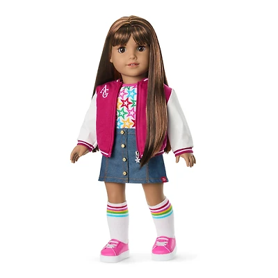 Truly Me™ 18-inch Doll #122 with straight dark-brown hair