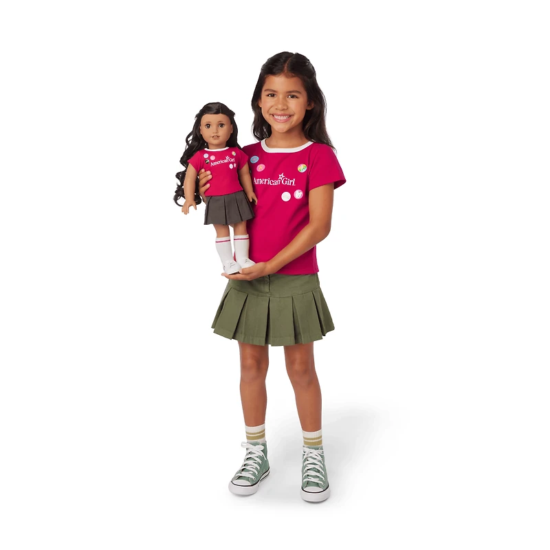 Matching AG™ Grin Pins Ringer Tee Set for Girls & 18-inch Dolls