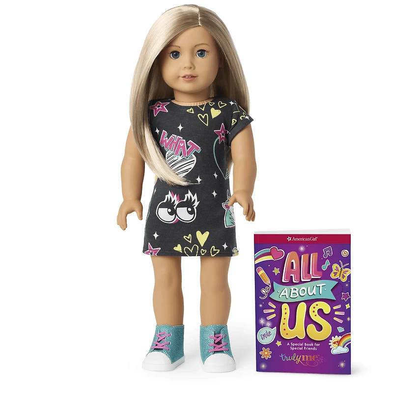 Truly Me™ 18-inch Doll #100 with layered straight blonde hair