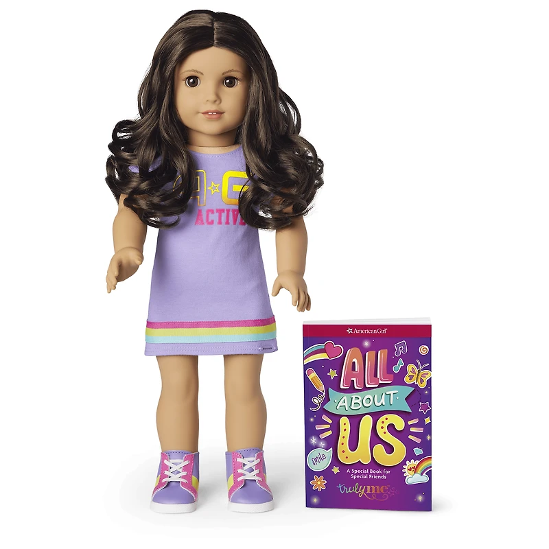 Truly Me™ 18-inch Doll #121 with curly dark-brown hair