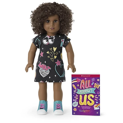 Truly Me™ 18-inch Doll #112 with short curly dark-brown hair
