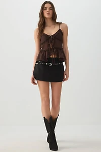 Ardene Micro Skort with Slit in Black | Size | Rayon/Nylon/Spandex