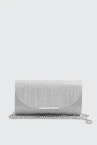 Ardene Shiny Envelope Clutch in Silver | Polyester
