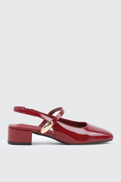 Ardene Slingback Shoes with Metal Ornament in | Size | Faux Leather