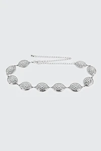 Ceinture chaîne médaillons floraux