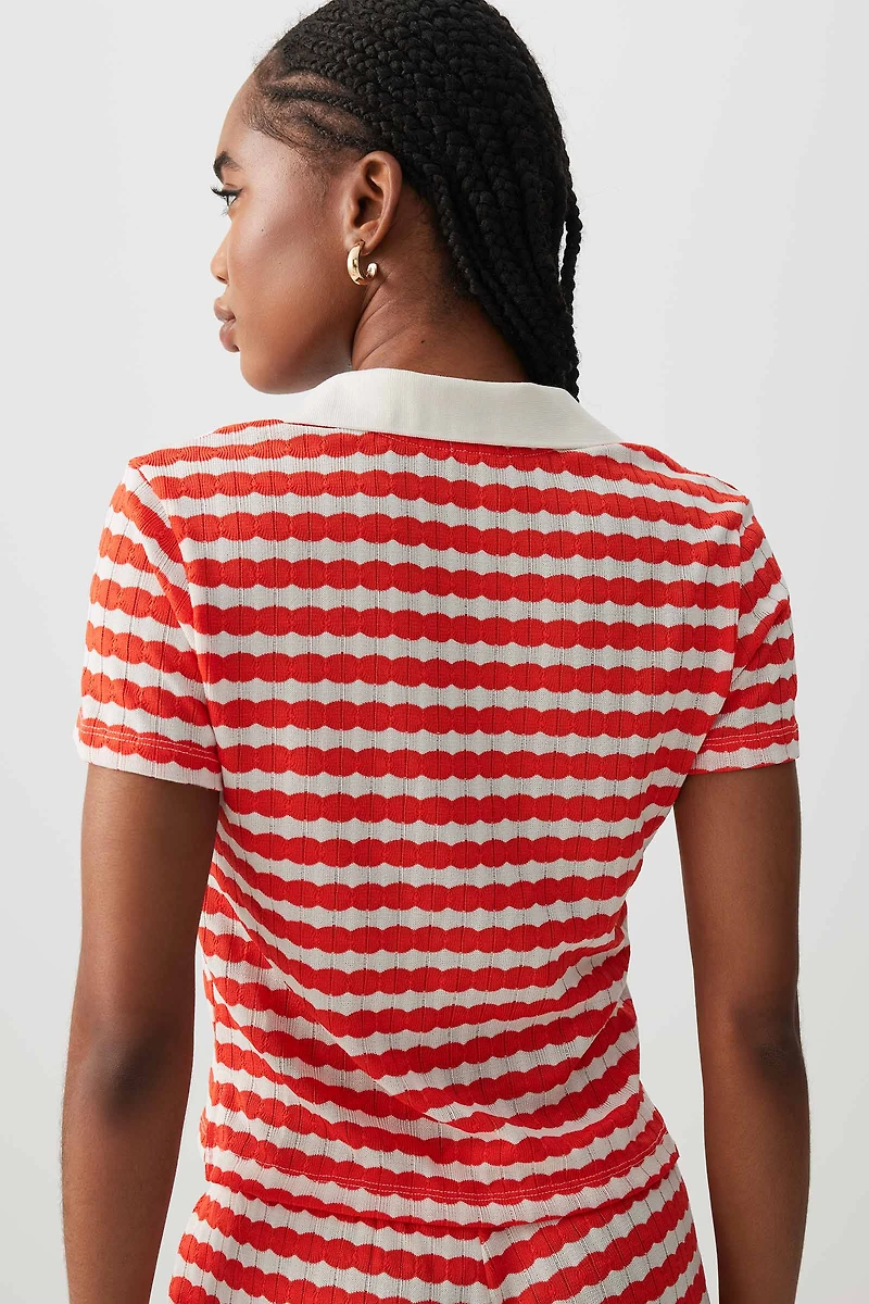 Polo à rayures en jacquard