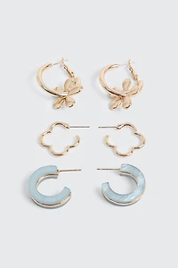 Lot de 3 paires de boucles d'oreilles anneaux