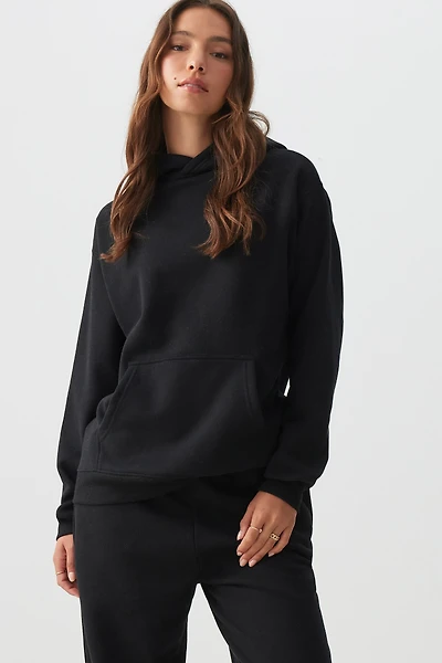 Ardene MADESOFT Fleece Hoodie in All-Nighter Black | Size | Polyester/Cotton | Eco-Conscious