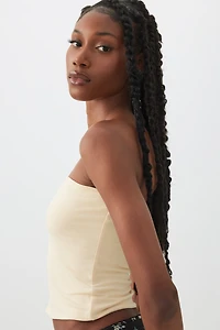 Ardene Basic Double Layer Tube Top in Light Yellow | Size 2XS | Polyester/Elastane