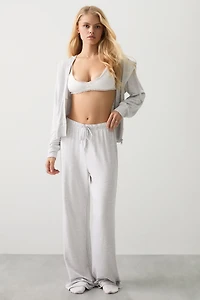Ardene Lightweight French Terry Flare PJ Pants in Light Grey | Size Medium | Rayon/Spandex