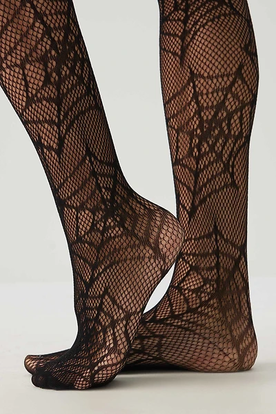 Ardene Spider Web Fishnet Tights in Black | Polyester/Spandex