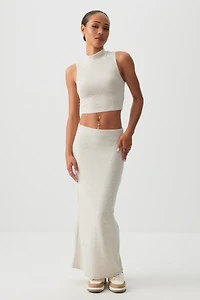 Ardene Brushed Knit Maxi Skirt in Beige | Size | Polyester/Rayon/Elastane