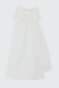 Ardene Bridal Satin Hair Bow with Veil in White